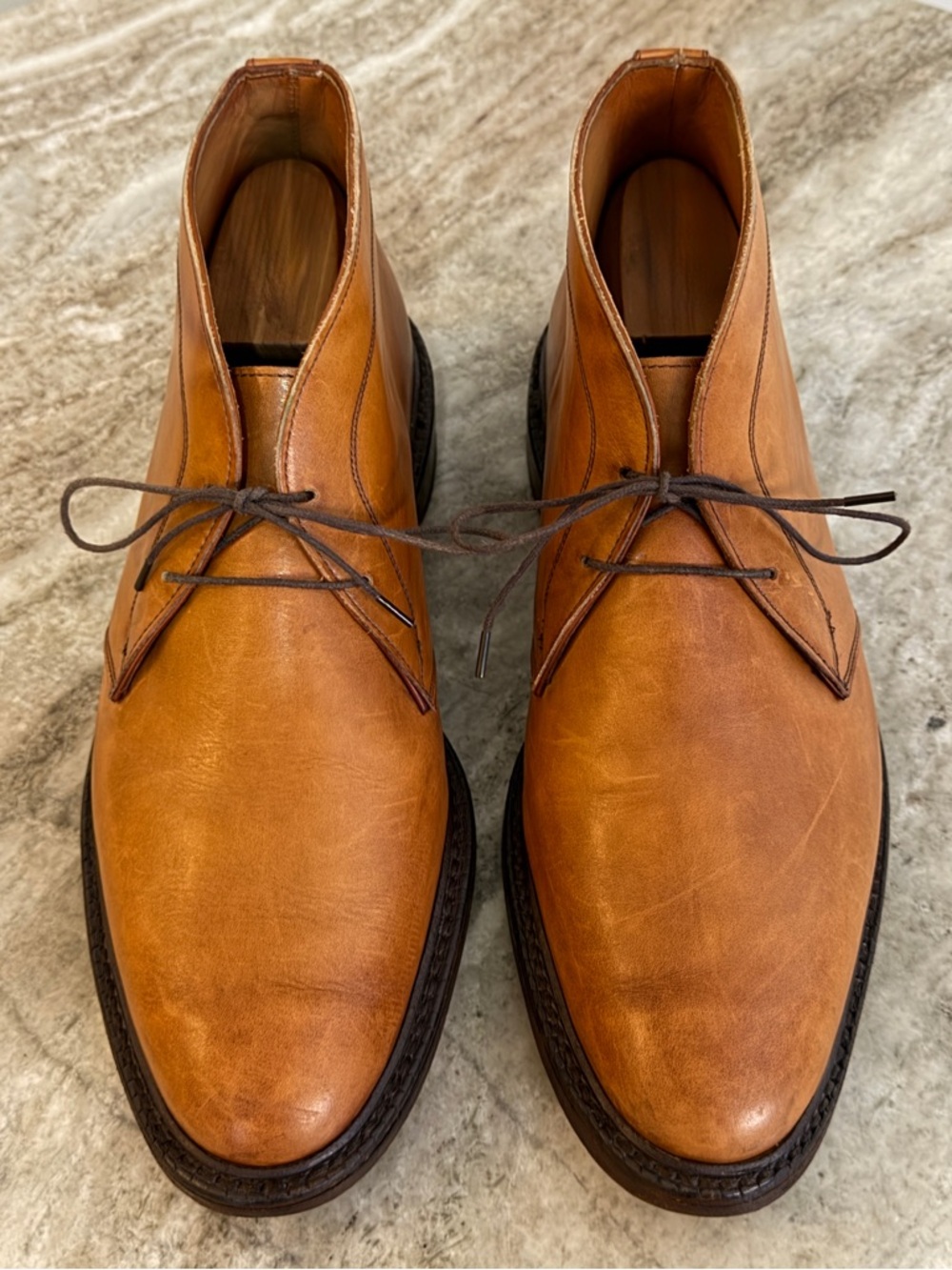 Polo Ralph Lauren Chukka Desert Ankle Boots Tan Brown Chestnut Whiskey Leather 9